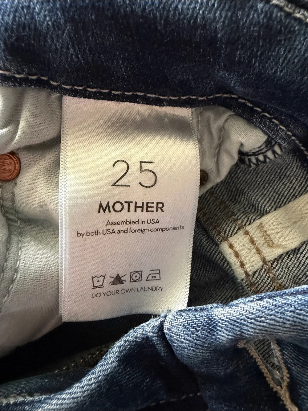 MOTHER High Waisted Looker Skinny Jeans Teaming Up Blue Size 25